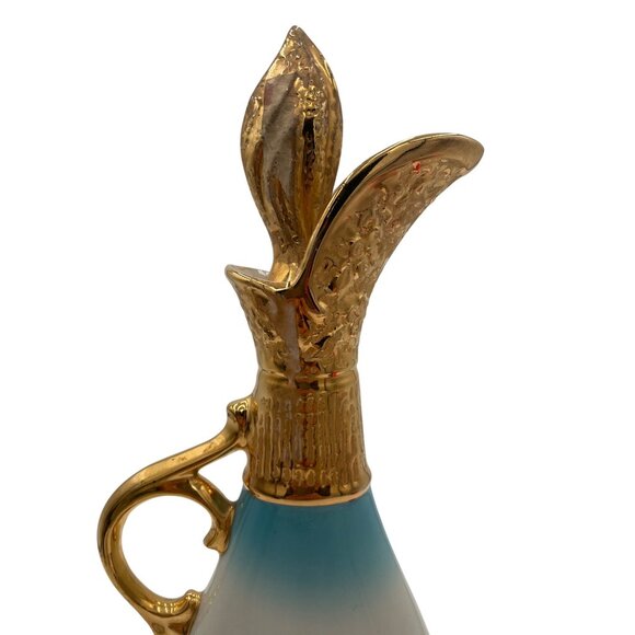 Vintage Jim Beam Gold & Blue Floral Decanter 18" 1963 Porcelain Collectible - Picture 7 of 13